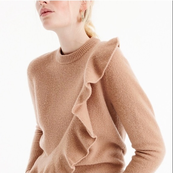 J. Crew Merino Wool Diagonal Ruffle Pullover Sweater Pink SZ XXS - Picture 6 of 15